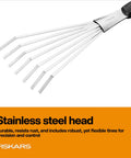Xact Hand Rake For Raised Garden Beds And Small Planters Workhorse Tool With Ergonomic Handle, Stainless Steel Head And Tines
