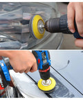 Pro Grade All In One 3 Inch Sanding Discs Kit being used on car headlights for polishing.