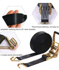 Heavy Duty Ratchet Straps 2 Inch By 27 Foot, 6600 Lbs Safe Working Load, 8000 Lbs Break Strength, Double J Hook shown with features
