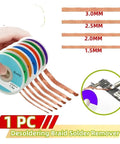 Desoldering Braided Solder Wick Remover Kit For Electronics Repair Pro Grade Copper Wire Sucker Lead Cord Flux Tool With 1.5mm To 3.5mm Diameters And 1.5m Length Each For Easy Tin Solder Cleanup On PCBs