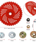 9 Inch 36 Tooth Carbide Tipped Brush Cutter Blade For Trimmers And Weed Eater With Universal Adapter Kit shown with parts