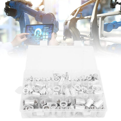 Heavy Duty 175 PC Aluminum Rivet Nut Assortment Kit With Snap Install Tool For Mechanic Shops Furniture Assemblage And Equipment Repair Tasks That Lock In A Bulletproof Thread Every Time Zero Hassle Required