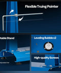 Pro Grade Motorcycle Wheel Balancer And Truing Stand with adjustable centering cones, truing pointer, and leveling bubble features