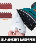 130W Detail Sander With 12000 RPM Palm Power And Copper Motor Dust Collection System Includes 12 Sandpapers Compact Handy Tool