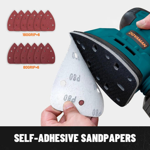 130W Detail Sander With 12000 RPM Palm Power And Copper Motor Dust Collection System Includes 12 Sandpapers Compact Handy Tool