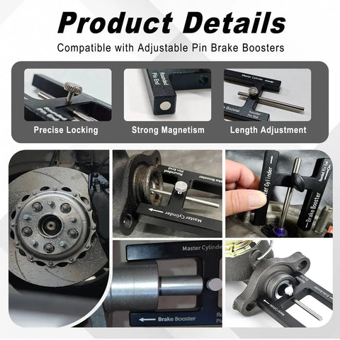 Heavy Duty Brake Booster Adjustment Tool And Master Cylinder Depth Checker With Adjustable Push Rod Set for precise brake measurements.