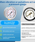 Front view of BPSSDI glycerin-filled low-pressure gauge, 0-30 psi, 2.5-inch dial, 1/4-inch NPT 304 stainless steel case