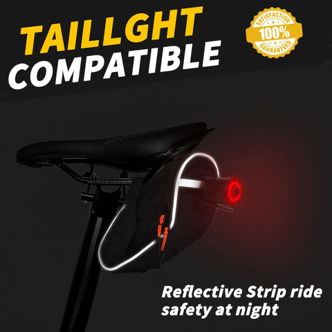 Under Seat Bike Bag For Mountain And Road Bikes With 3D Shell Design Waterproof Zippers low profile reflective night view