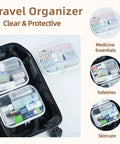 Three Pack Medium Clear Hard Shell Zipper Pouches for Purse and Diaper Bag Organizer and Travel Essentials 7.8 x 6.3 inches in suitcase