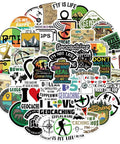 Assorted 50 Piece Waterproof Geocaching Stickers Pack Vinyl Decals For Water Bottles Laptops Luggage Bicycles Skateboards Computers And More Rad Adventure Gear Decor