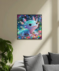 Colorful Axolotl 5D Diamond Art Kit For Adults And Beginners, framed glitter gem painting, 13.78 by 13.78 inches, home decor