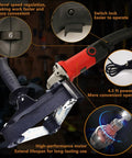 Heavy Duty Workhorse 1080W Pipe Tube Polisher Sander With Six Variable Speeds And 10000 RPM Belt Grinder showing 6-speed dial and power cord.