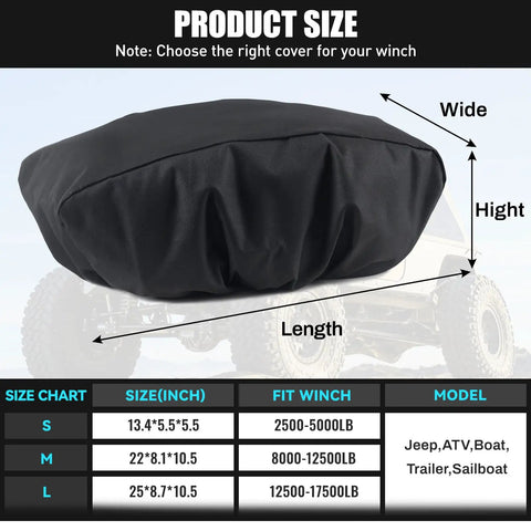 Top Shelf Heavy Duty Winch Cover Weather Tough Shield For 8500 To 12500 Lb Winches Water Resistant 1200D Oxford Fabric Upf 50 Protection Durable Gear Armor For Trucks And Trailers