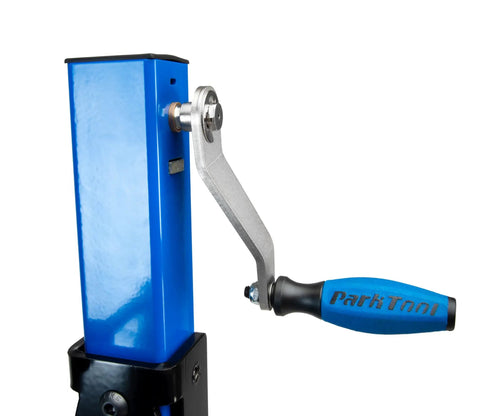 Close-up of hand crank mechanism on Mechanical Lift Bicycle Repair Stand For E Bikes, Cargo Bikes, And MTB, 120 Lb Capacity
