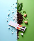 80 Count Litmus Test Strips pH Paper 1 to 14 For Water, Soil, Cosmetics and Lab Use shown on colorful background with indicators