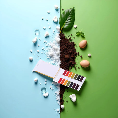 80 Count Litmus Test Strips pH Paper 1 to 14 For Water, Soil, Cosmetics and Lab Use shown on colorful background with indicators