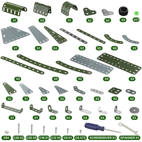 Pieces of Metal Aircraft Building Kit For Kids 8 To 12 258 Piece STEM Construction Set With Nuts Bolts Screwdriver Wrench