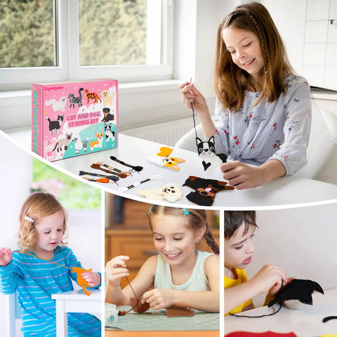 Kids enjoying Kids Sewing Kit For Beginners With 12 Easy DIY Plush Toy Projects Dog Cat Stuffed Animals Set Learn To Sew Totally Fun Gift