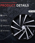 Pro Grade Black Wheel Rim Protectors Four Pack Universal Tire Edge Guards Shield Alloy Rims From Curb Rash Killer and Gravel Scuffs Street Legit Car Truck SUV Tesla Ride Armor, 19 inch rim detail.