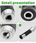 Beefy Precision Keyless Drill Chuck With R8 Shank For 1/32 To 5/8 Inch Bits B18 Fit Heavy Duty Steel 0.005 Inch Runout High Speed Steel Construction For Concentric Rugged Drilling keyless chuck and R8 shank close-up