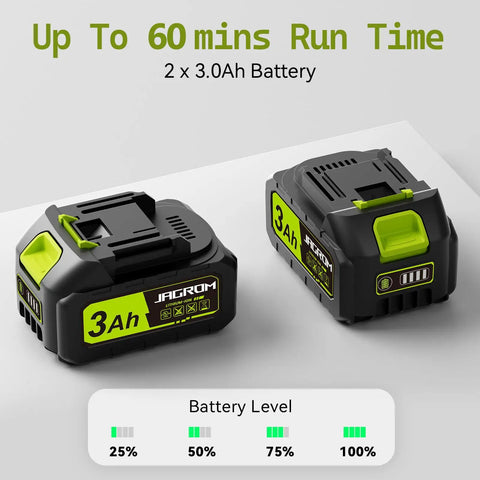 Dual 3.0Ah batteries for Cordless 21V String Trimmer With Dual 3.0Ah Batteries And Charger, 12 Inch Weed Eater