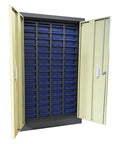 60-Drawer Bolt And Nut Storage Cabinet For Workshop, Hardware Organizer With Door, Steel Tool Parts Cabinet, open view