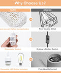 Comparison of hand-woven rattan lampshade and dimmable LED bulb with poor quality metal and socket alternatives.