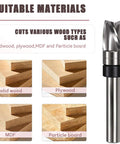 Get This Bad Boy 1/4 Inch Shank Spiral Flush Trim Router Bit With 3/8 Inch Cutter And Half Inch Cutting Height suitable for solid wood, plywood, MDF.