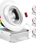 Dope 4 Inch Adjustable Recessed LED Gimbal Eyeball Downlight Kit With 3 Color Options in display, showing gimbal design and color temps