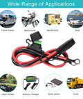 Heavy Duty Beefy 10 AWG SAE to O Ring Terminal Harness with 30A Fuse, suitable for vehicles like motorcycles and generators.