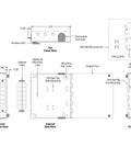 Technical diagram of Fiber Optic Patch Panel DIN Rail Or Wall Mount With ST SC And LC Multimode Adapter Plates Made In USA Steel.