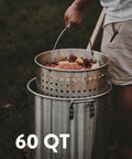 Seafood Boil Kit With Propane Burner And Regulator, 60 Quart Pot With Basket, Heavy Duty Outdoor Crab Boil Pot in use