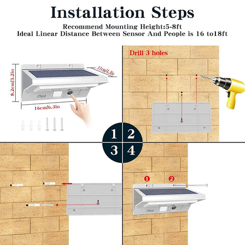 Installation guide for Outdoor Solar Motion Sensor Security Lights Built From Stainless Steel Waterproof And Super Bright for Yard Patio Garage