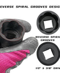 22 Piece Bolt Nut Extractor Set With Half Inch And Three Eighths Inch Drive Wheel Lock Removal Kit with close-up of twist socket
