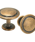 30 Pack Zinc Alloy Cabinet Knobs And Drawer Pulls Stepped Round Dresser Handles For Kitchen Cupboard Bathroom Wardrobe Hardware In Brass Bronze Durable Sturdy Finish That Elevates Any Cabinet Or Furniture Project Go To Choice, close-up view