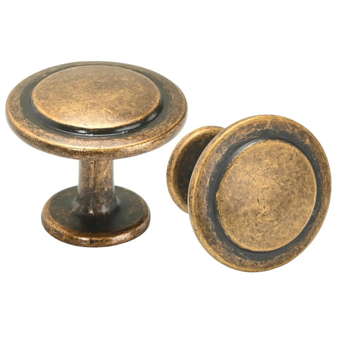 30 Pack Zinc Alloy Cabinet Knobs And Drawer Pulls Stepped Round Dresser Handles For Kitchen Cupboard Bathroom Wardrobe Hardware In Brass Bronze Durable Sturdy Finish That Elevates Any Cabinet Or Furniture Project Go To Choice, close-up view