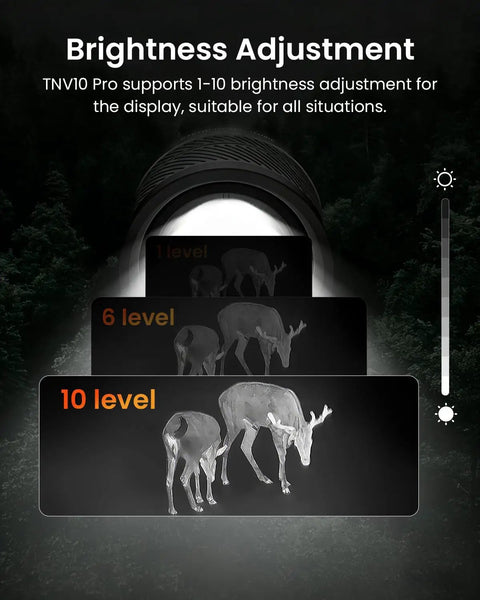 Thermal Monocular Pro With 320x240 IR Sensor And 400x300 Pixel Clarity 50Hz Refresh Aircraft Mg Al Alloy Body Handheld Night Vision Camera For Night Ops Hot Spot Tracking Rugged Outdoor Recon And Wildlife Watching, brightness slider display