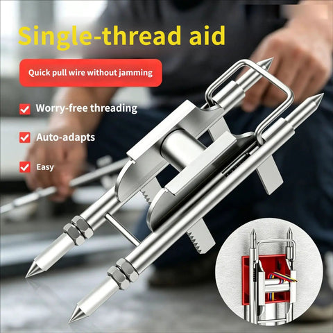 High Hardness Steel Cable Threading Aid For Electricians Pro Grade Compact Wire Puller Tool With Anti Slip Serrations Durable Threading Device For Easy Cable Feeding And Installation Portable Heavy Duty Wire Puller, steel