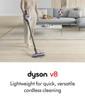 Person using Cordless Vacuum Cleaner With Motorbar Cleaner Head For All Floors, Detangles Hair And Pet Hair in a living room