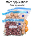 Food preserved in airtight bags, demonstrating additional use for Filament Dryer Box With Quick Air Pump Sealing Real Time Humidity Proof Storage.