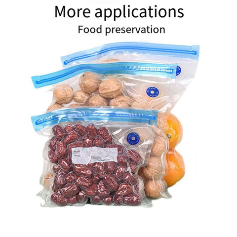 Food preserved in airtight bags, demonstrating additional use for Filament Dryer Box With Quick Air Pump Sealing Real Time Humidity Proof Storage.