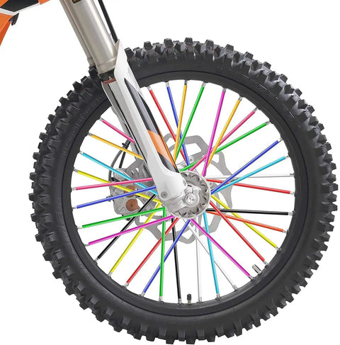 72 Piece Spoke Skins Kit for Dirt Bikes and Motocross Pit Bikes Spoke Wrap Trim Decoration in 11 Mixed Colors on Wheel