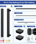 Components of 4 Ft Aluminum Deck Gate Kit For 36 Inch High Railings With Anti Sag Design Auto Closing Hinge Premium Latch