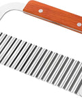 French fry slicer with wooden handle and stainless steel multi-blade blade for potatoes and vegetables
