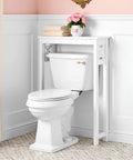 Over The Toilet Storage Shelf Space Saver Tall 37 Inches With Fixed Shelf And Open Grid Design Freestanding Bathroom Organizer For Towels And Toiletries White over toilet with decor