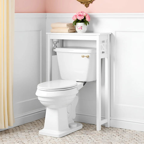 Over The Toilet Storage Shelf Space Saver Tall 37 Inches With Fixed Shelf And Open Grid Design Freestanding Bathroom Organizer For Towels And Toiletries White over toilet with decor