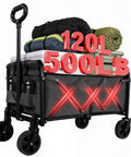 Heavy Duty Foldable Wagon Cart With All Terrain Wheels For Camping Garden Grocery And Sports Trips Portable Collapsible Utility Cart That Hauls Up To 500 Lbs Sturdy Metal Frame Compact Fold Black Medium