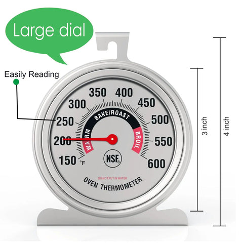 Big 3.5 Inch Oven Thermometer For Gas And Electric Ovens With Heavy Duty Hanger And Base Ultra Clear Dial Easy Read Numbers