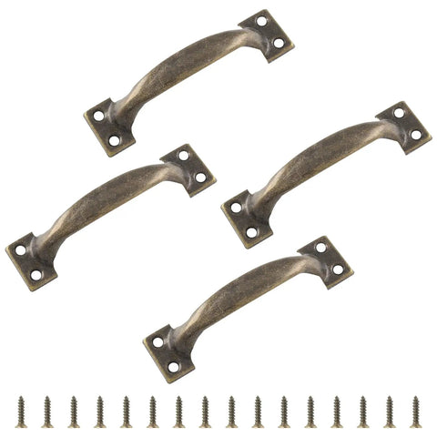 Pack Of 4 Bow Shaped Gate Handles Metal Pulls For Wardrobes Cabinets Cupboards Drawers Doors And Fences Durable Garage Door Hardware Includes Mounting Screws For Easy Installation