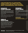 System 65 Guitar Tech Kit packaging with product details for Ultraglide 65 and Fretboard 65 on black background.
